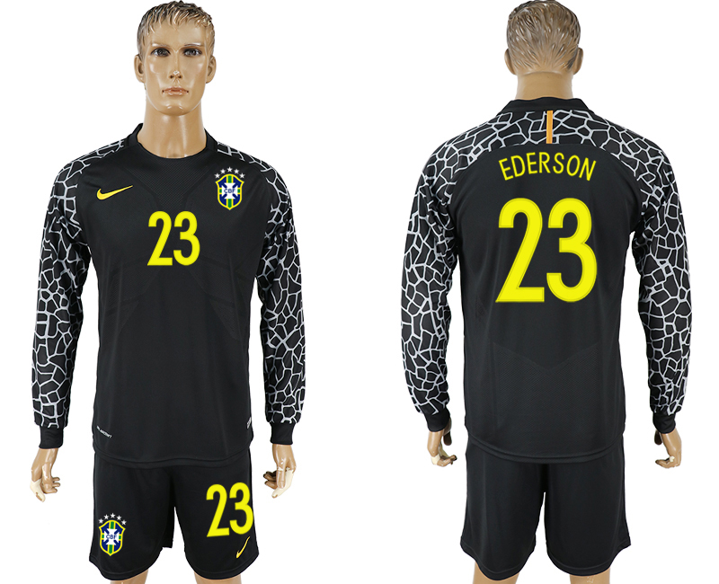 Maillot de foot BRAZIL LONG SLEEVE SUIT #23 EDERSON 2018 FIFA WO